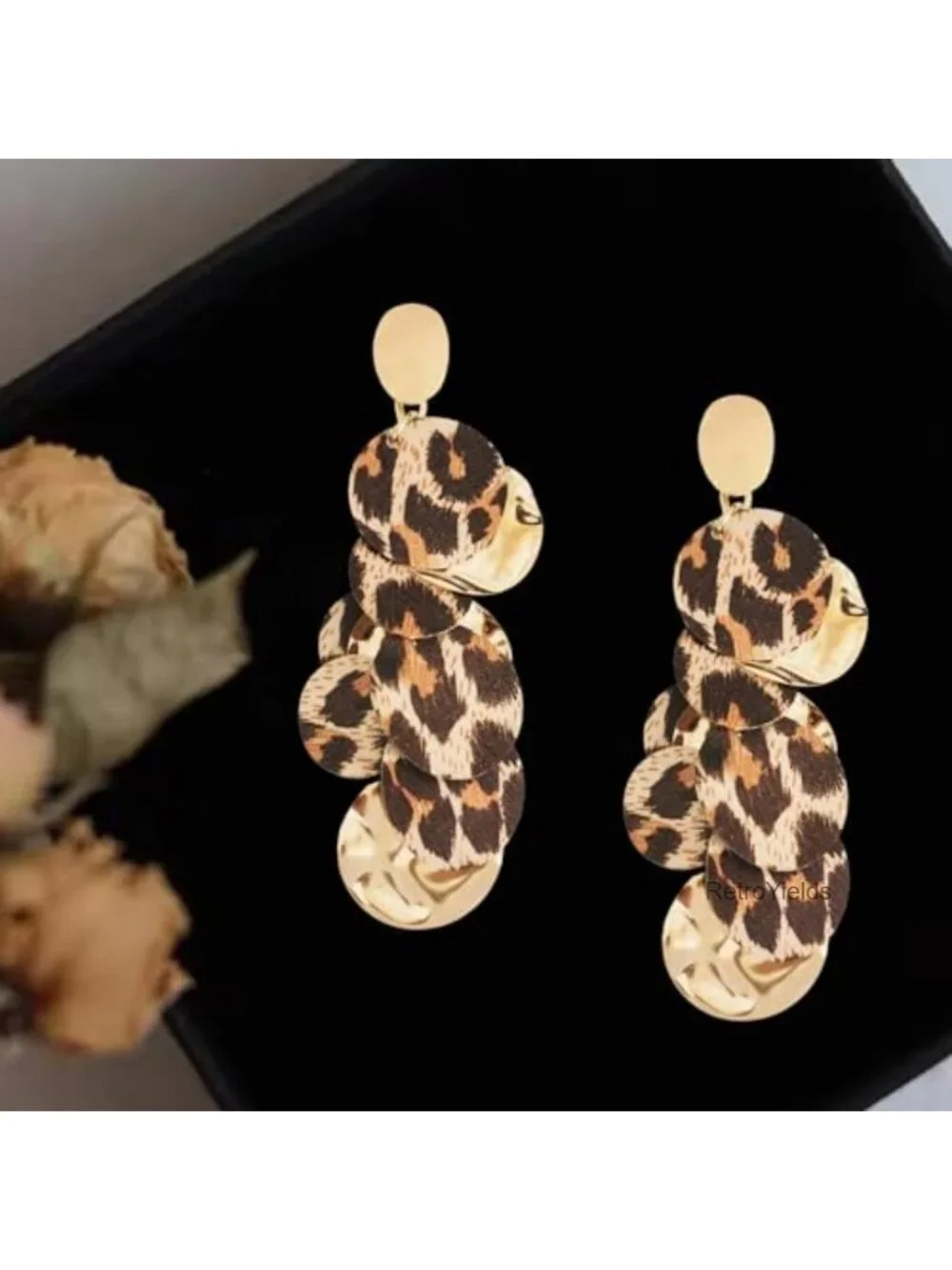Handmade Bohemian Leopard Acrylic Dangle Drop Earrings Statement Vintage Long